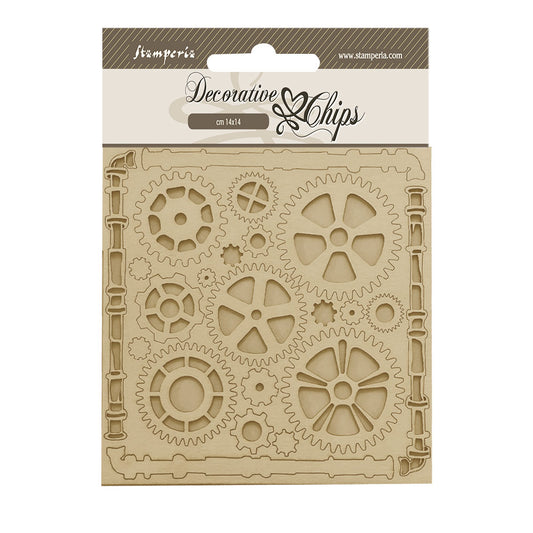 Stamperia - Decorative Chips -  14 X 14 cm - Songs of the Sea-pipes and mechanisms