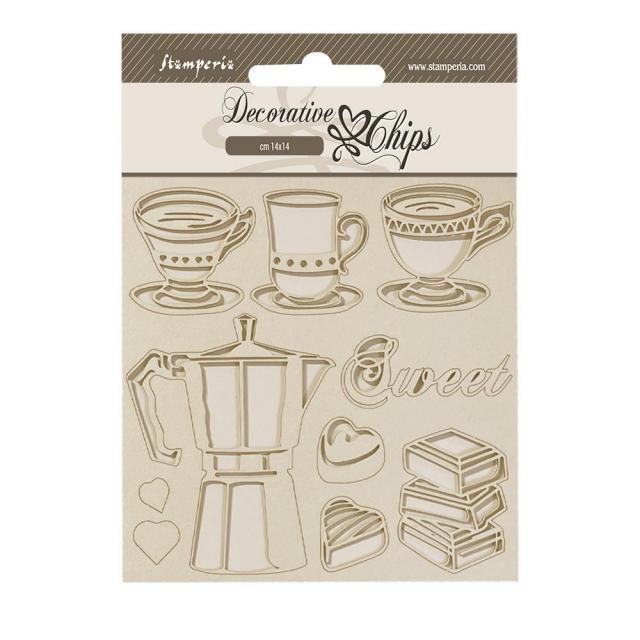 Stamperia - Decorative Chips -  14 X 14 cm - Coffee and Chocolate Moka