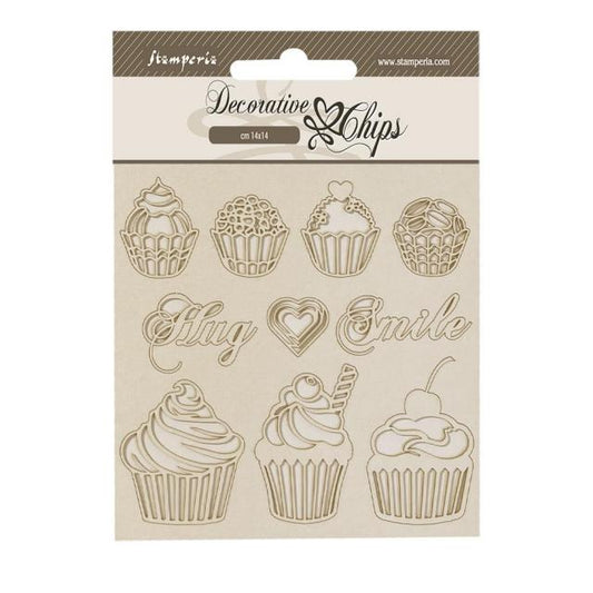 Stamperia - Decorative Chips -  14 X 14 cm - Coffee and Chocolate Sweety