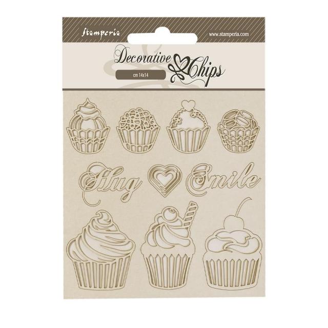 Stamperia - Decorative Chips -  14 X 14 cm - Coffee and Chocolate Sweety