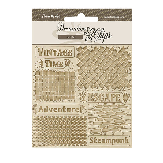 Stamperia - Decorative Chips -  14 X 14 cm - Voyages Fantastiques Nets