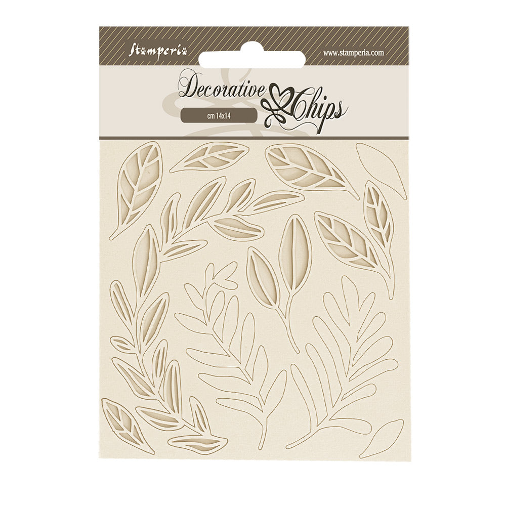 PRE ORDER - Stamperia - Decorative Chips -  14 X 14 cm - Secret Diary Leaves pattern