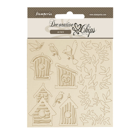 Stamperia - Decorative Chips -  14 X 14 cm - Garden Nests