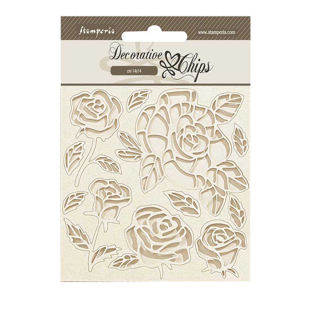 Stamperia - Decorative Chips -  14 X 14 cm - Shabby Rose roses pattern