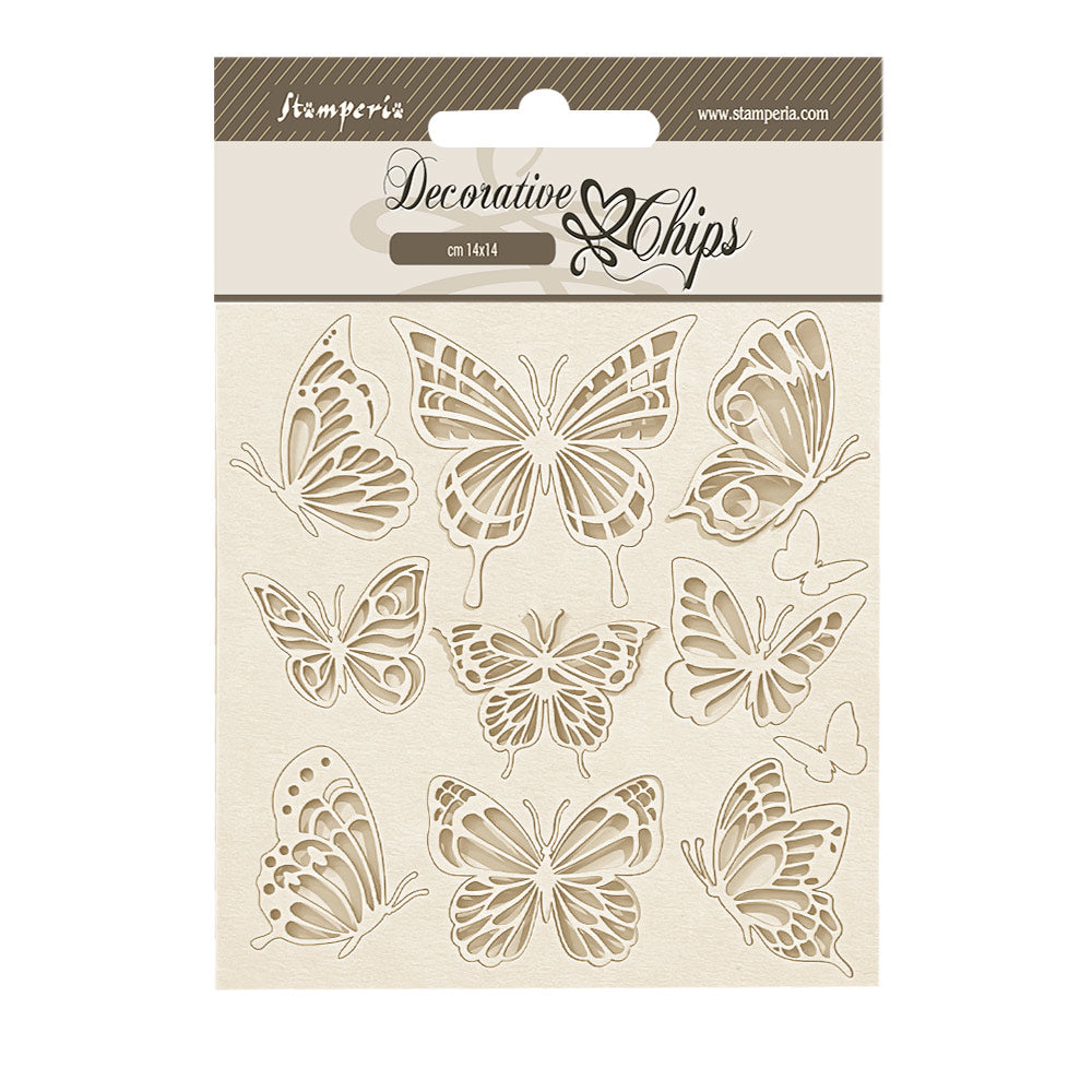 Stamperia - Decorative Chips -  14 X 14 cm - Lavender Butterflies