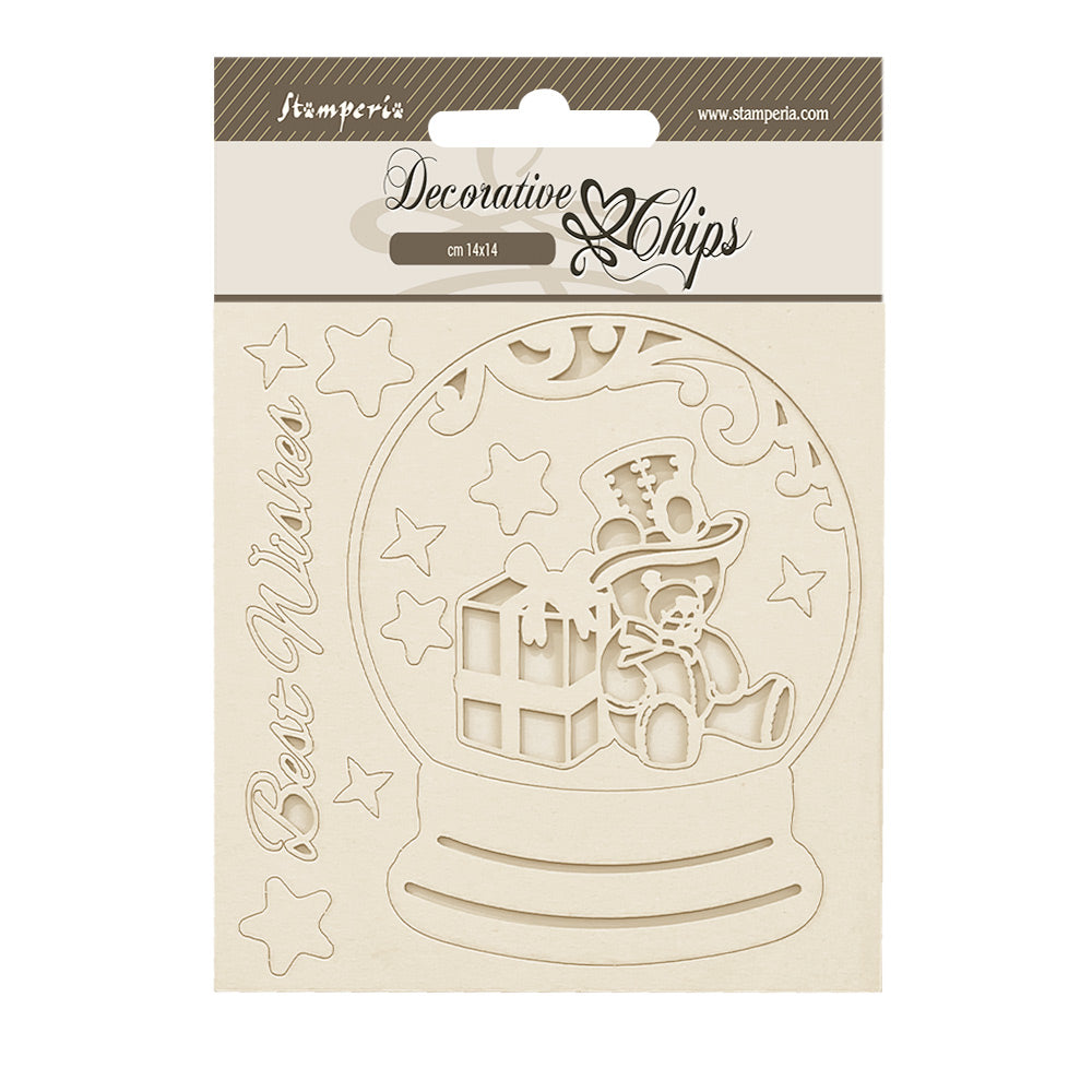 Stamperia - Decorative Chips -  14 X 14 cm - Gear up for Christmas snowglobes