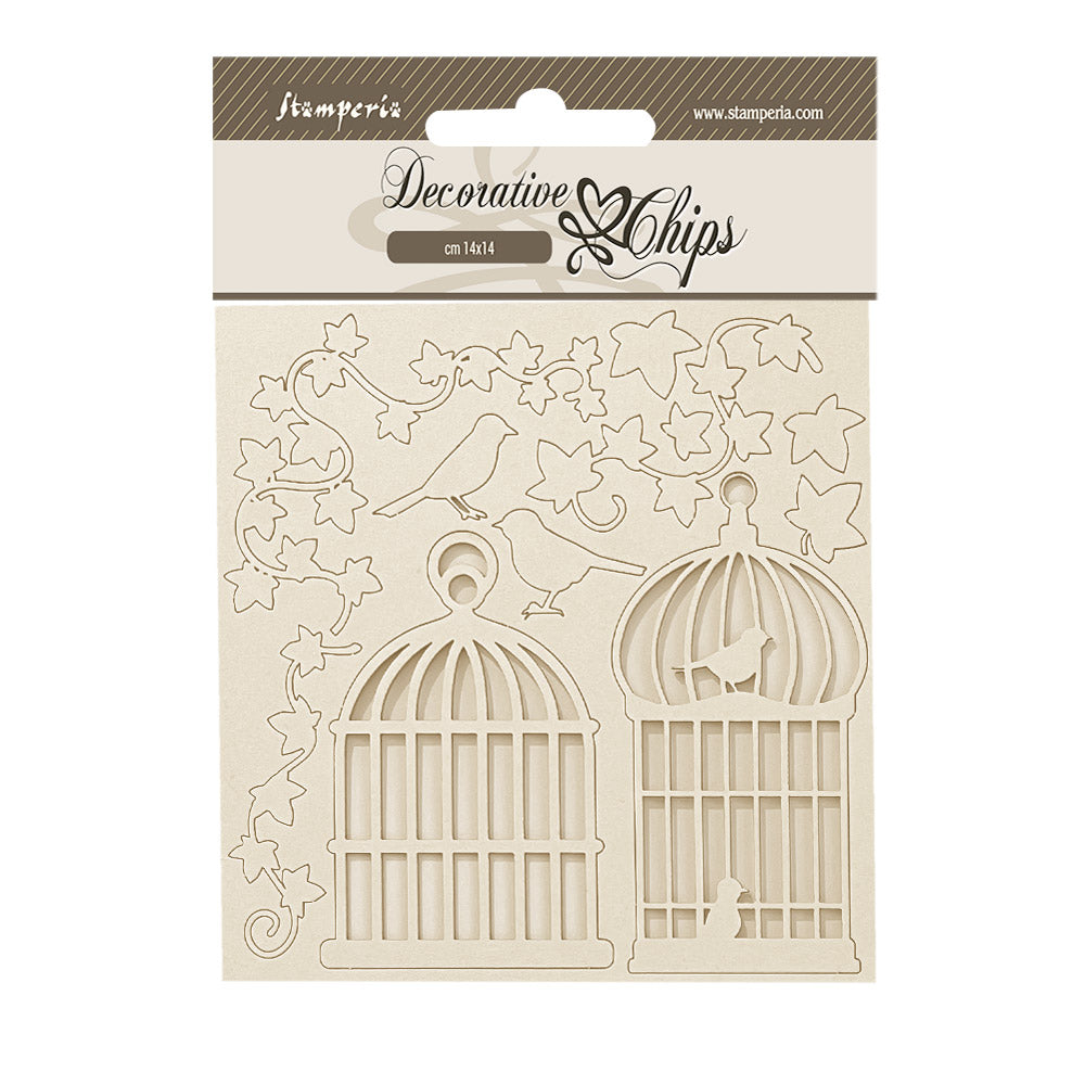 Stamperia - Decorative Chips -  14 X 14 cm - Golden Harmony cages