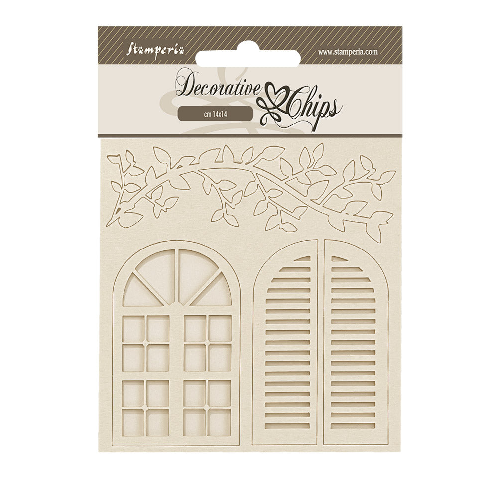 Stamperia - Decorative Chips -  14 X 14 cm - Golden Harmony windows