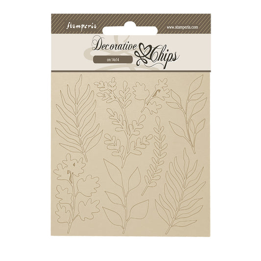 Stamperia - Decorative Chips -  14 X 14 cm -  Forest Leaves