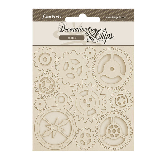 Stamperia - Decorative Chips -  14 X 14 cm - Alterego gears and compass