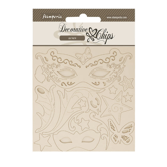 Stamperia - Decorative Chips -  14 X 14 cm - Masquerade masks