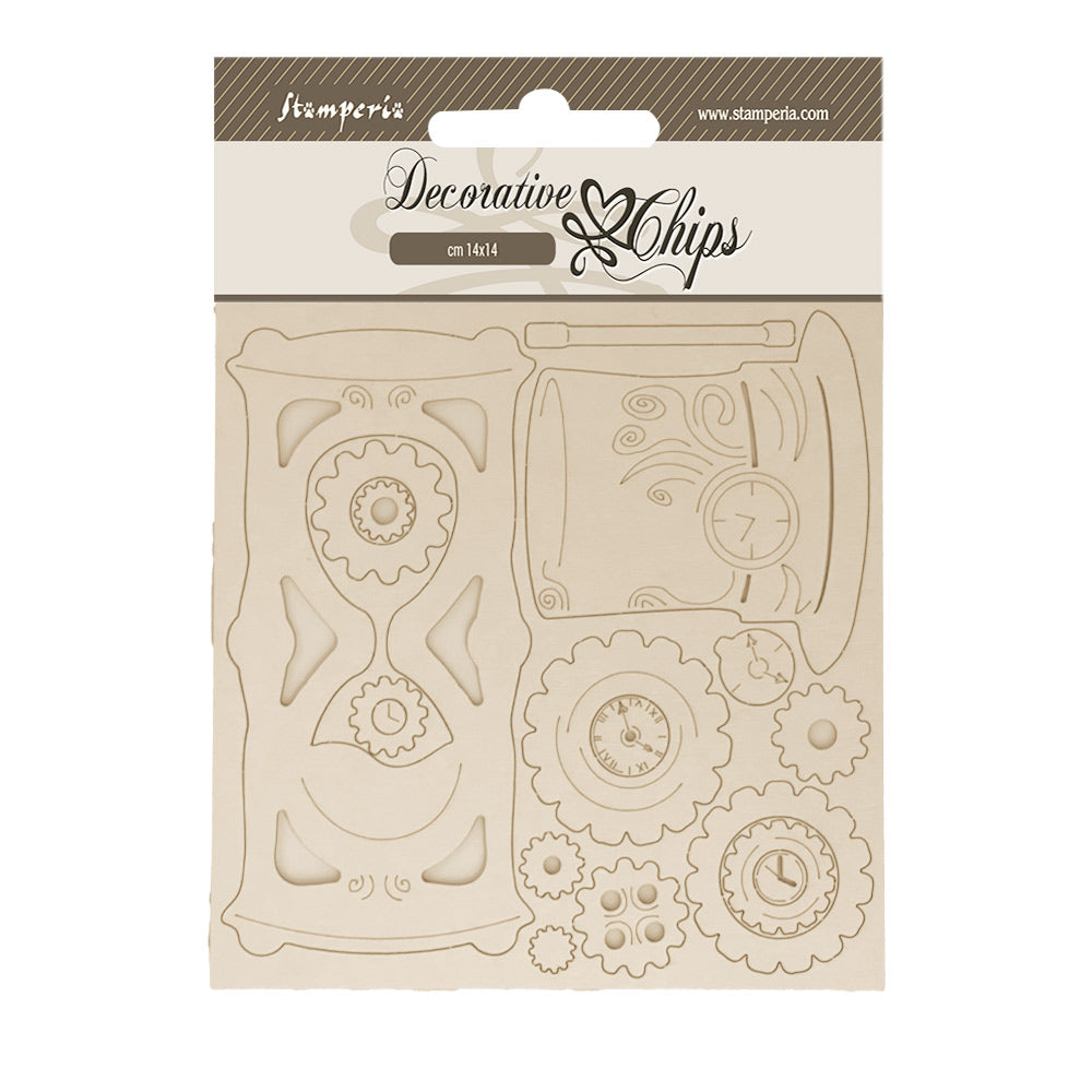 Pre Order - Stamperia - Decorative Chips -  14 X 14 cm -  Master of Magic hourglass