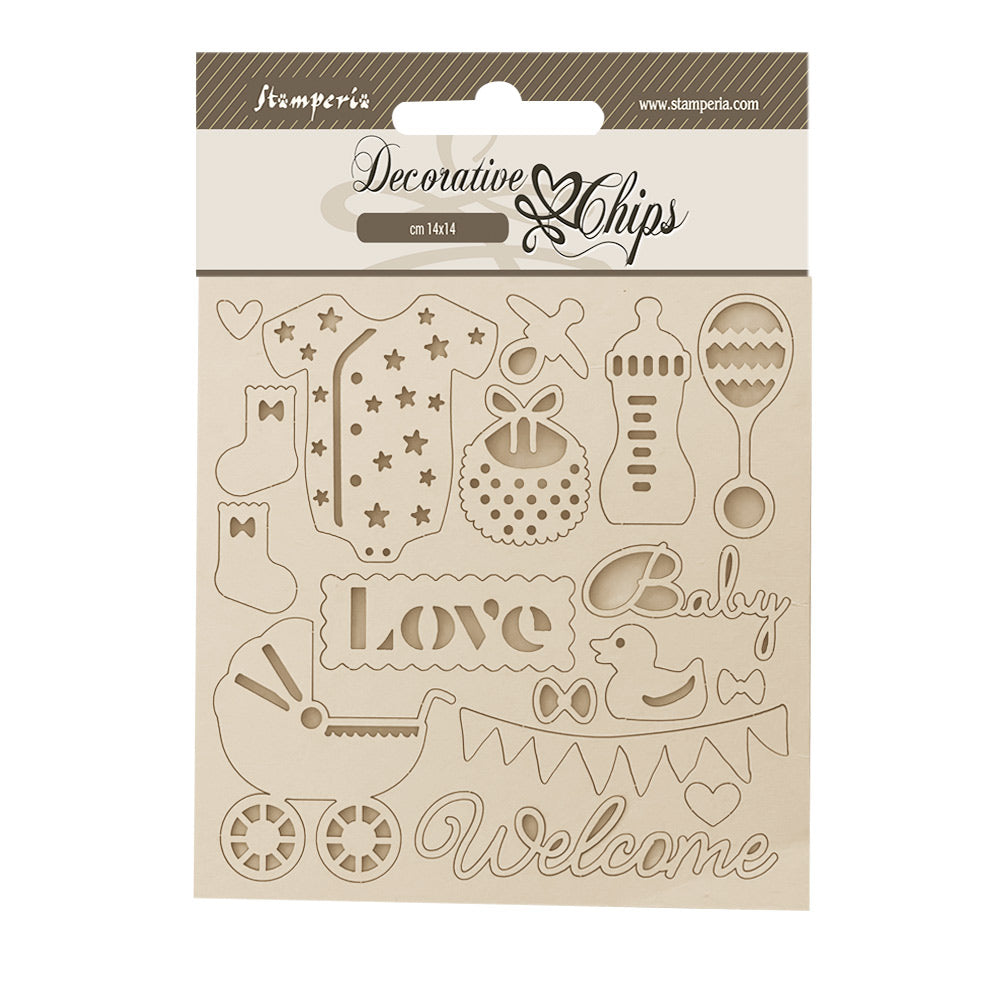 Stamperia - Decorative Chips -  14 X 14 cm - Baby Accessories