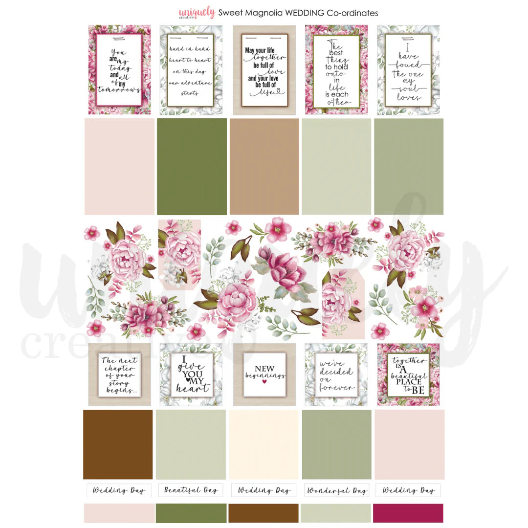 Uniquely Creative - Cut-a-part Sheet  - Sweet Magnolia Wedding Co-ordinates