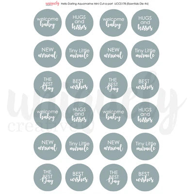 Uniquely Creative - Mini Cut-a-part Sheet - Hello Darling Aquamarine (Essentials Die #6)