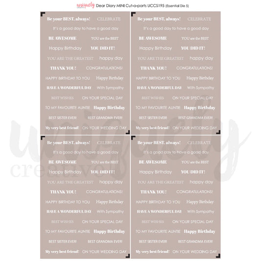 Uniquely Creative - Dear Diary Mini Cut-a-parts (Essential Die 5)
