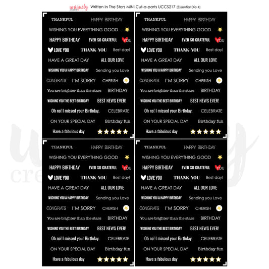 Uniquely Creative  -Mini Cut-a-part Sheet - Written in the Stars (Essentials Die #4)