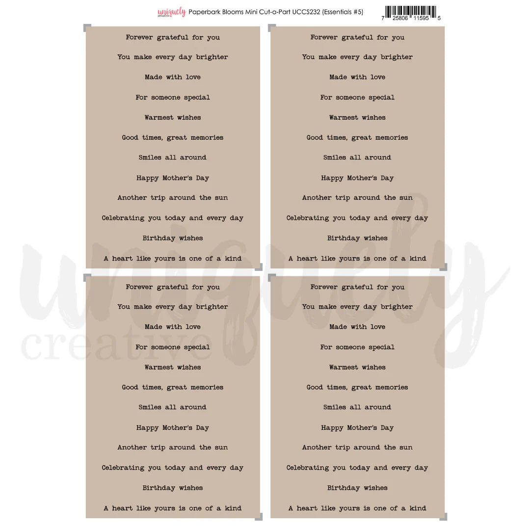 Uniquely Creative - Mini Cut-a-Part Sheet - Paperbark Blooms