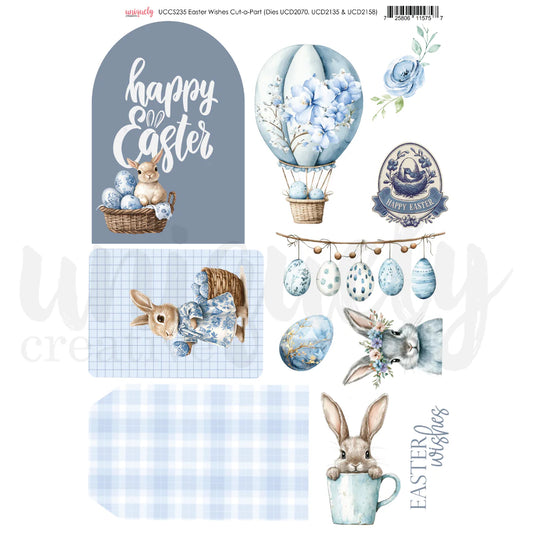 Uniquely Creative - Easter Wishes Cut-a-Part Sheet.(DIES UCD2070, UCD2135 & UCD2158)