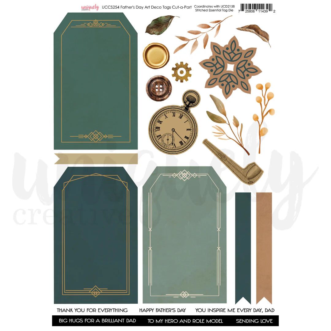 Uniquely Creative - Cut - a - part - Father's Day Art Deco Tags