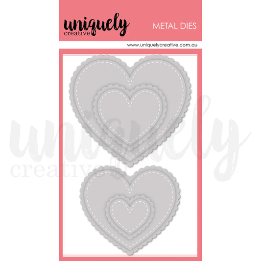 UNIQUELY CREATIVE - Metal Die - Stitched Nesting & Scalloped Hearts Die