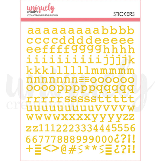 Uniquely Creative - Puffy Alpha Stickers - Gold