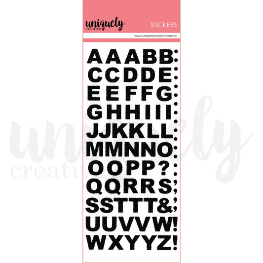 Uniquely Creative  - Glitter Alpha & Number Stickers - Black