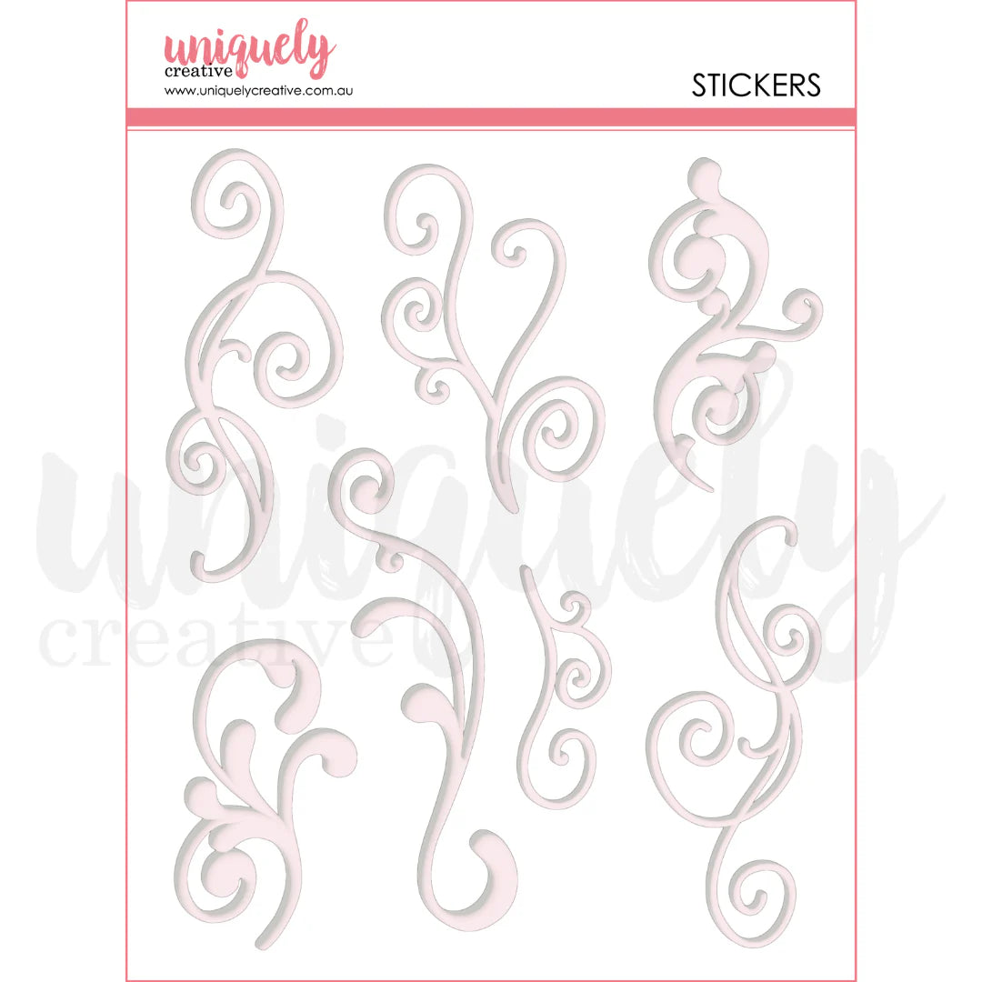 Uniquely Creative - Puffy Stickers - White Flourish
