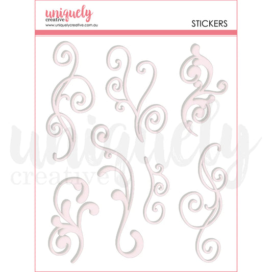 Uniquely Creative - Puffy Stickers - White Flourish