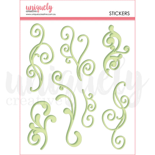 Uniquely Creative - Puffy Stickers - Green Flourish
