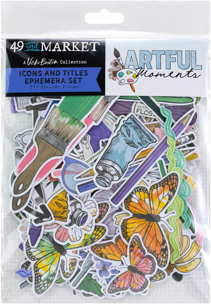 49 and Market - Artful Moments - Icons and Titles Ephemera Set - 133 pieces