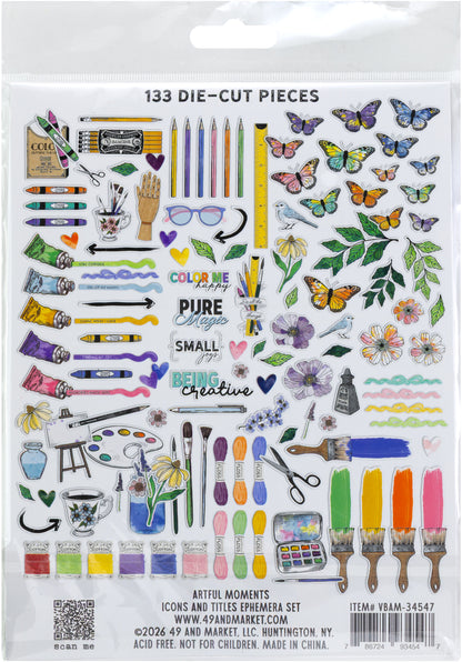49 and Market - Artful Moments - Icons and Titles Ephemera Set - 133 pieces
