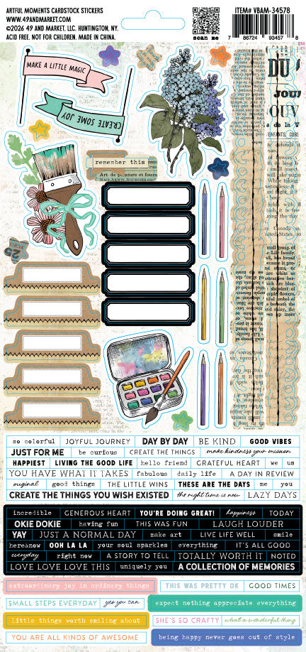 49 and Market - Artful Moments - Cardstock Stickers- 143 pieces