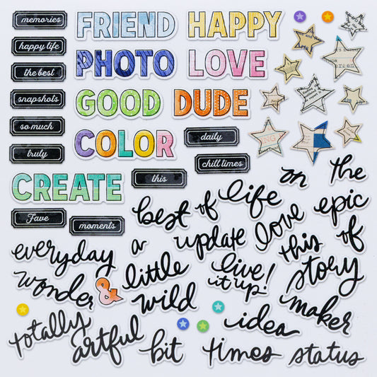 49 and Market - Chipboard Bits 60 Pieces - Artful Moments