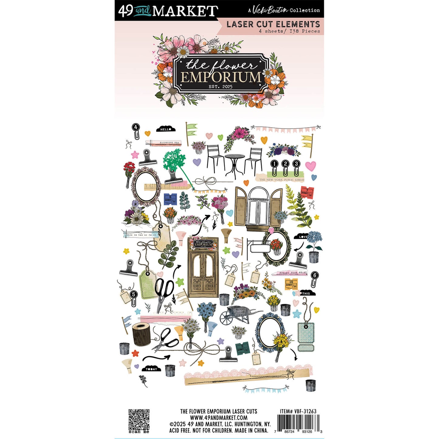 49 and Market - The Flower Emporium - Laser Cut elements - 138 pieces