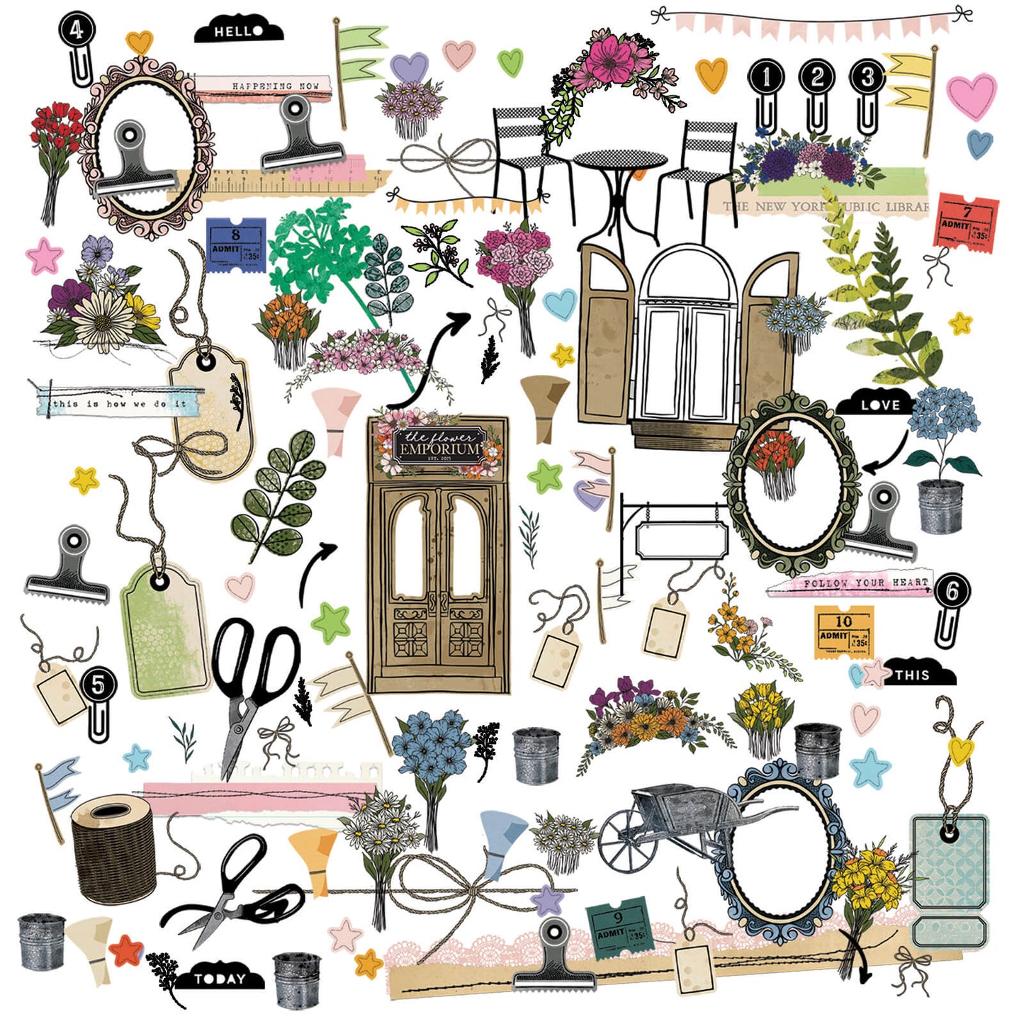 49 and Market - The Flower Emporium - Laser Cut elements - 138 pieces