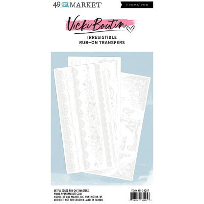 49 and Market - Irresistible Rub On Transfers  - 3 sheets white - Vicki Boutin Artful Edges