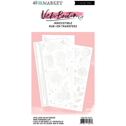 49 and Market - Irresistible Rub On Transfers  - 3 sheets white - Vicki Boutin