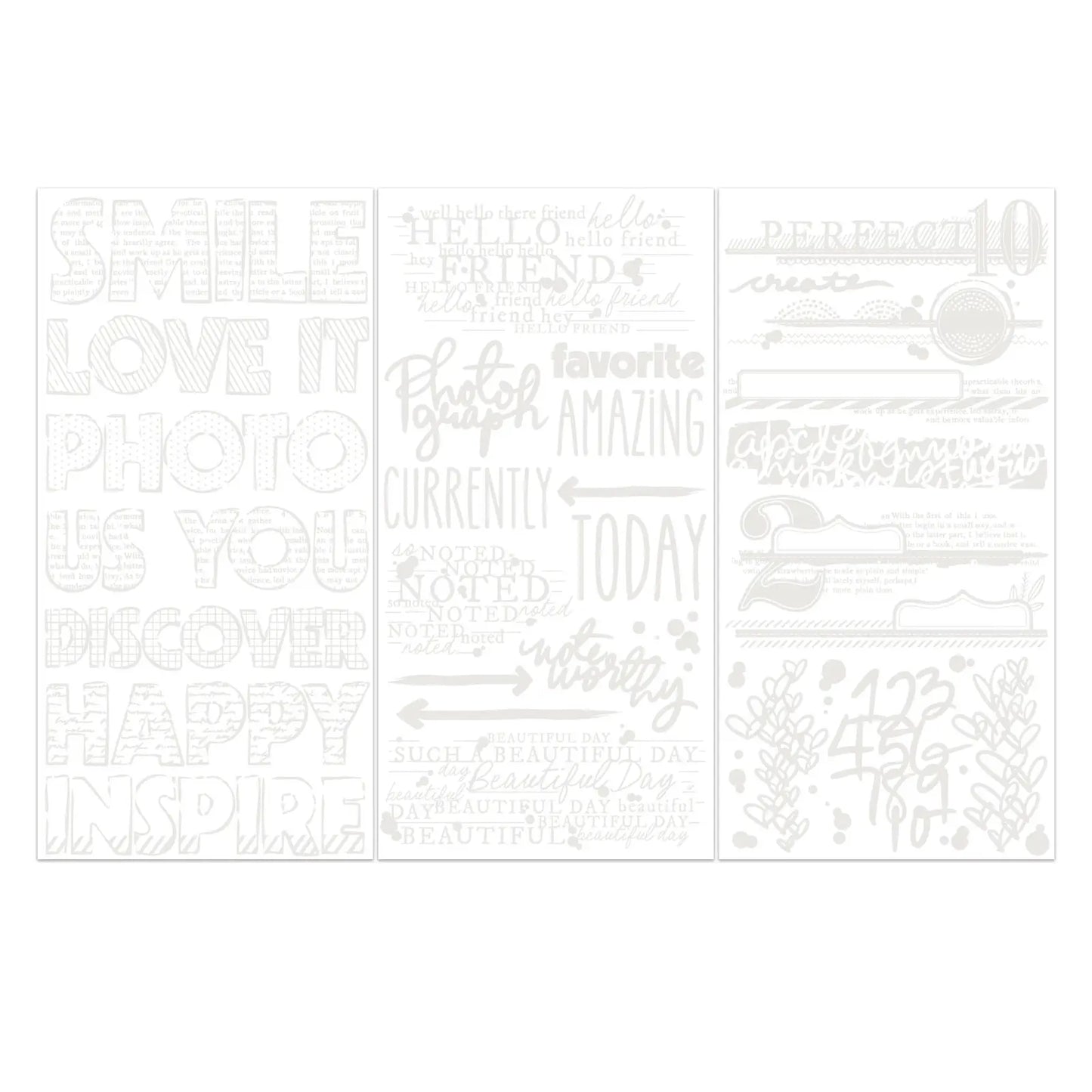 49 and Market - Irresistible Rub On Transfers  - 3 sheets white - Vicki Boutin Artful Words