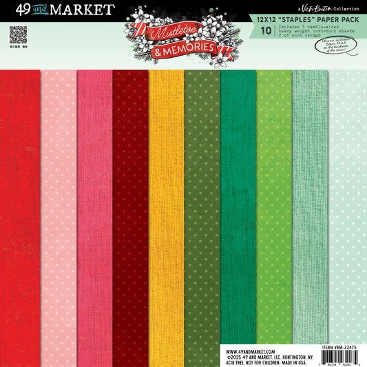 49 and Market - Mistletoe & Memories - 12 x 12 'Staples' Paper Pack