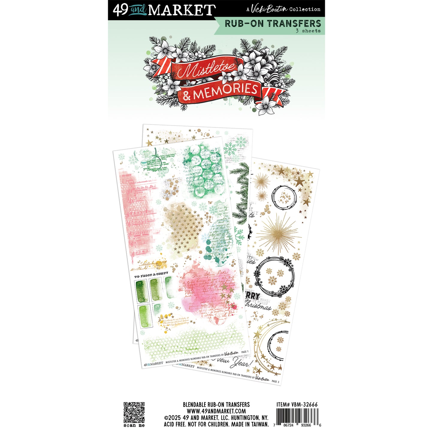 49 and Market - Mistletoe & Memories - Rub-on Transfers - 3 Sheets