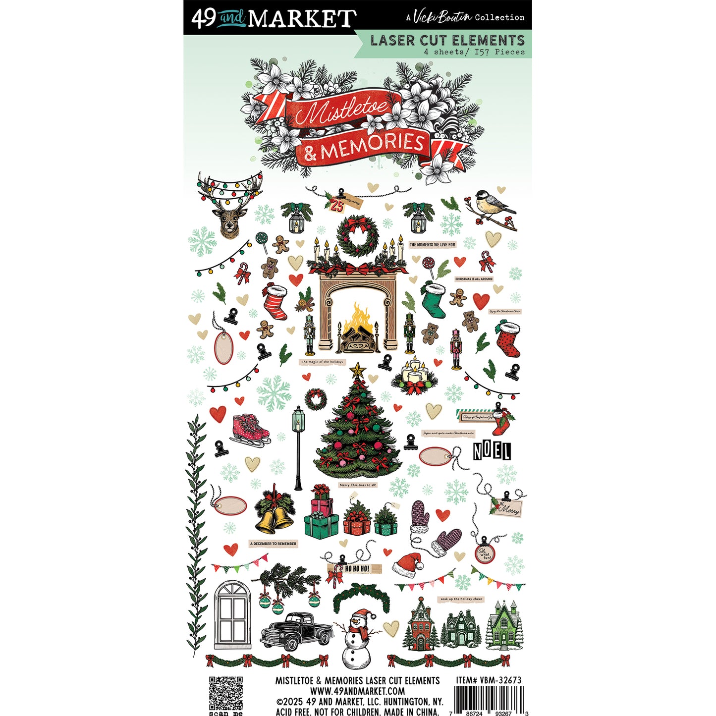 49 and Market - Mistletoe & Memories - Laser cut elements - 4 sheets/157 Pieces