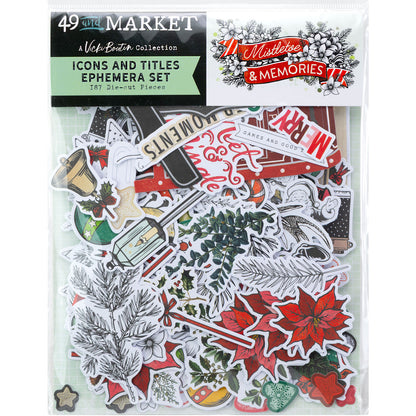 49 and Market - Mistletoe & Memories - Icons and Titles Ephemera Set - 187 Die-cut Pieces