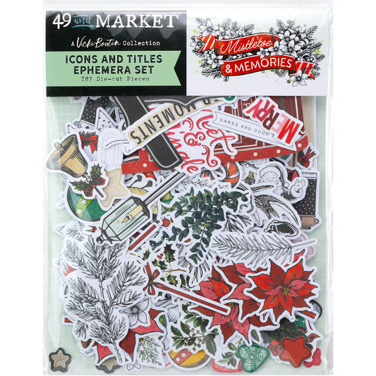 49 and Market - Mistletoe & Memories - Icons and Titles Ephemera Set - 187 Die-cut Pieces