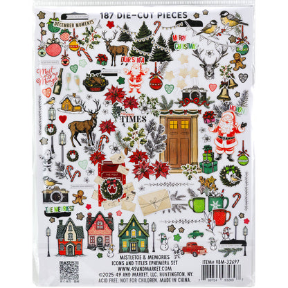 49 and Market - Mistletoe & Memories - Icons and Titles Ephemera Set - 187 Die-cut Pieces