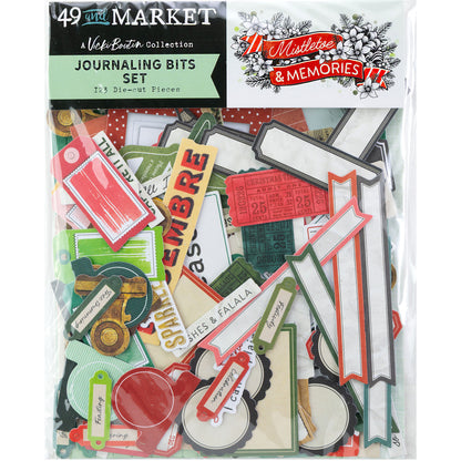 49 and Market - Mistletoe & Memories - Journaling Bits Set - 123 Die-cut Pieces