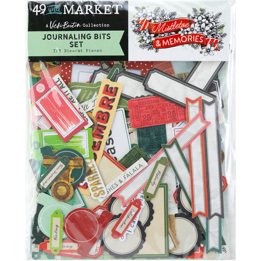 49 and Market - Mistletoe & Memories - Journaling Bits Set - 123 Die-cut Pieces