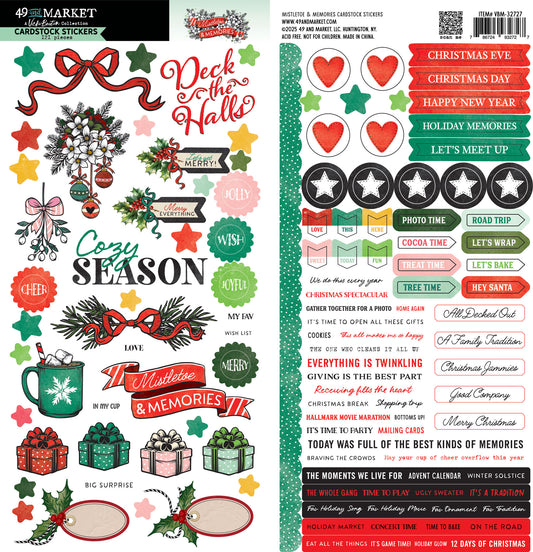 49 and Market - Mistletoe & Memories - Cardstock Stickers - 121 Pieces