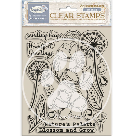 Stamperia - Acrylic Clear Stamp 14x18cm - Dewdrops blossoms