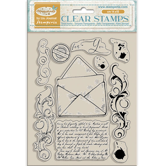 Stamperia - Acrylic Clear Stamp 14x18cm - Masquerade letter